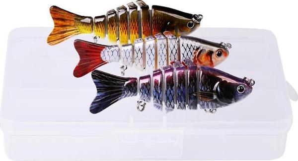 Valkyrie 3 Adet 7 Eklemli 3D Oynak Rapala Sahte Balık Yem Seti Tatlı ve Tuzlu Su Uyumlu Wobblers Swimbait - Image 1