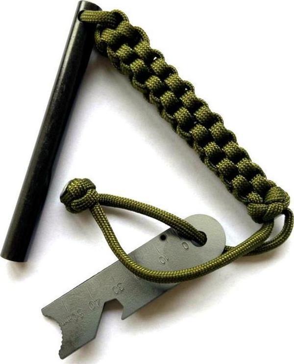 Valkyrie Paracord İpli 10cm x 10mm  Magnezyum Bar Ateş Başlatıcı Acil Durum Çakmak Taşı Çubuğu - Image 1