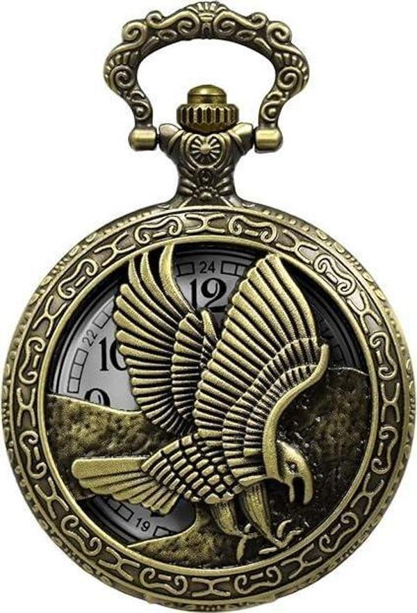 Valkyrie Vintage Kartal Motifli Retro Köstekli Cep Saati - Beşiktaş Saat - Kutulu Hediyelik - Image 1