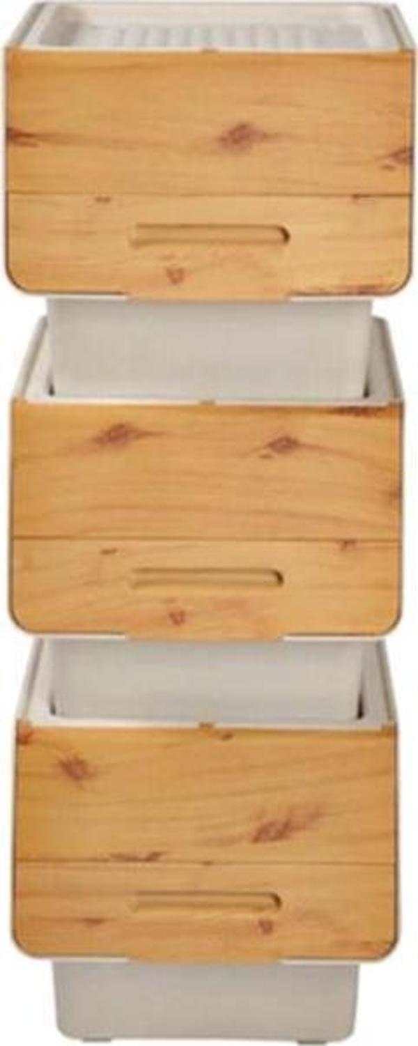 Geseus Motek Organızer Tekerlekli Eşya Ve Erzak Kutusu 3x12 Lt-Mt07 Bambu Kapaklı - Image 1