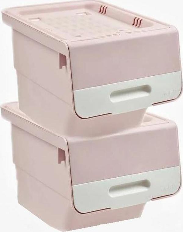 Motek Pembe Tekerlekli Organizer Çok Amaçlı Saklama Kutusu 2X12 Lt - Image 1