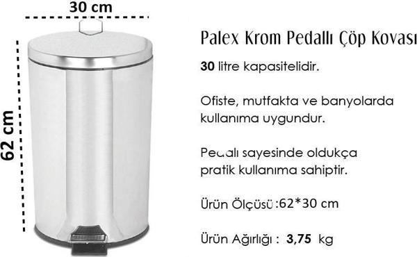 Palex Krom Pedallı Çöp Kovası 30 Litre - Image 1