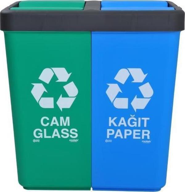 Motek Geri Dönüşüm Cam Kağıt Atık Çöp Kovası 80Lt-CK415 - Image 1
