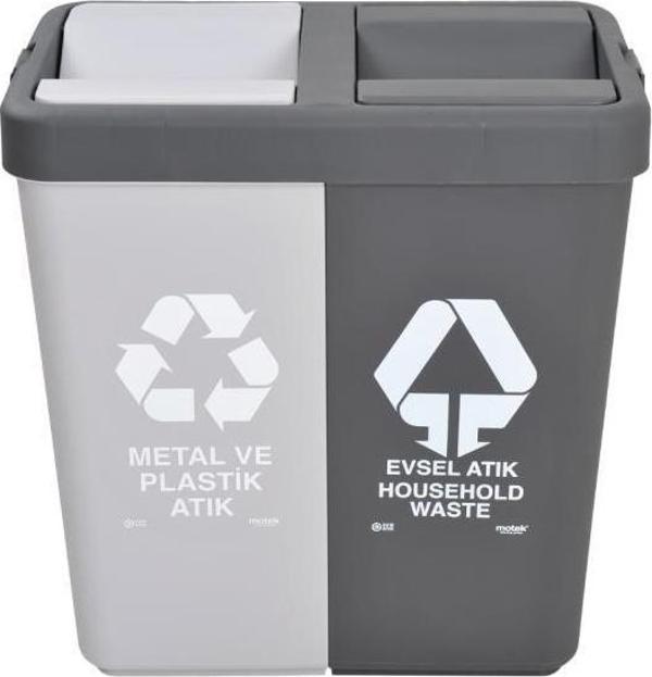 Motek Geri Dönüşüm Metal Plastik Evsel Atık Çöp Kovası 80Lt-MPE416 - Image 1