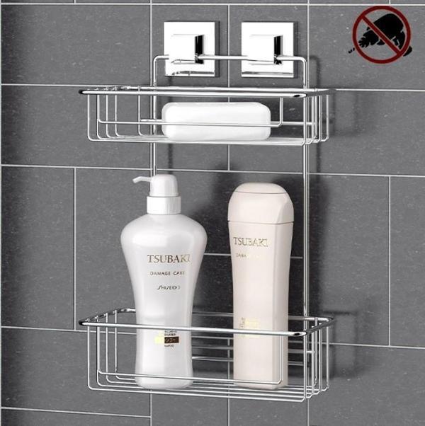 Geseus Yapışkanlı İki Katlı Krom Banyo Rafı EF256 - Image 1