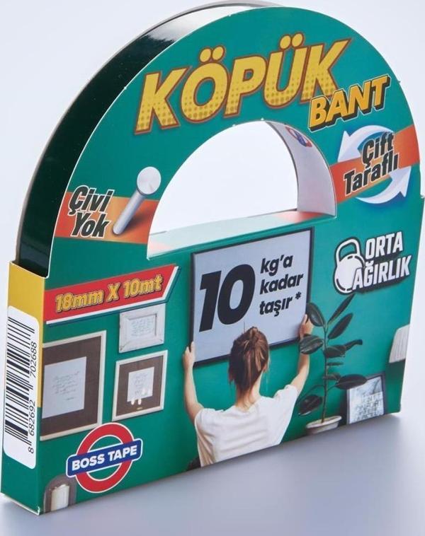 Boss Köpük Bant Montaj Aksesuar Yapıştırma Bandı 18mmx10Mt-10KG Taşır - Image 1