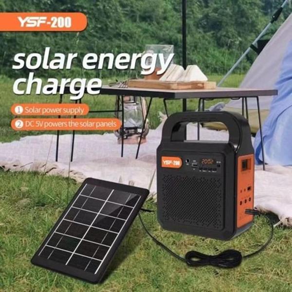 Kamp Lambası Güneş Enerjili Aydınlatma Sistemi 3Ampul,Powerbank,Işıldak,Radyo,Müzik Speaker,USB/TF 6000 Mah-GSU-200 - Image 1