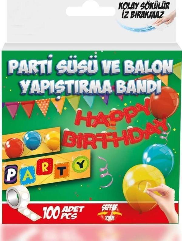 Parti Süsü ve Balon Yapıştırma Bandı Kolay Sökülür İz Bırakmaz Şeffaf 100AD - Image 1