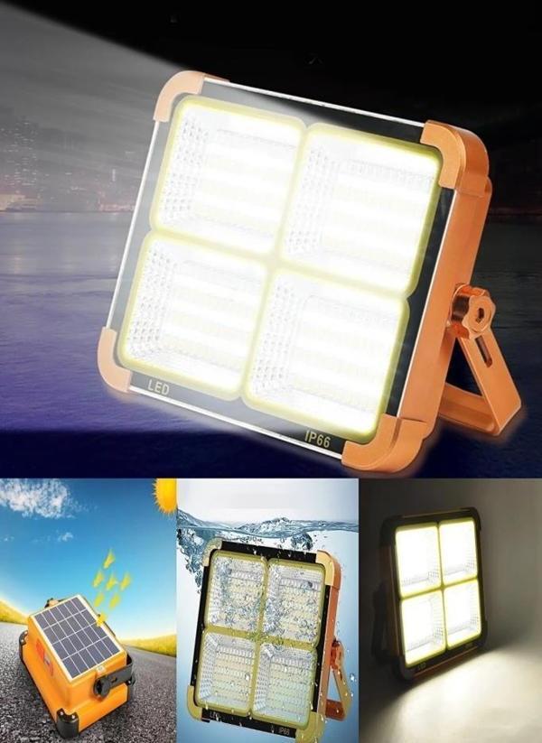 Taşınabilir Solarlı Çalışma Ve Kamp Işığı, Powerbanklı Güneş Enerjili Işıldak, Fener 336 Ledli - Image 1