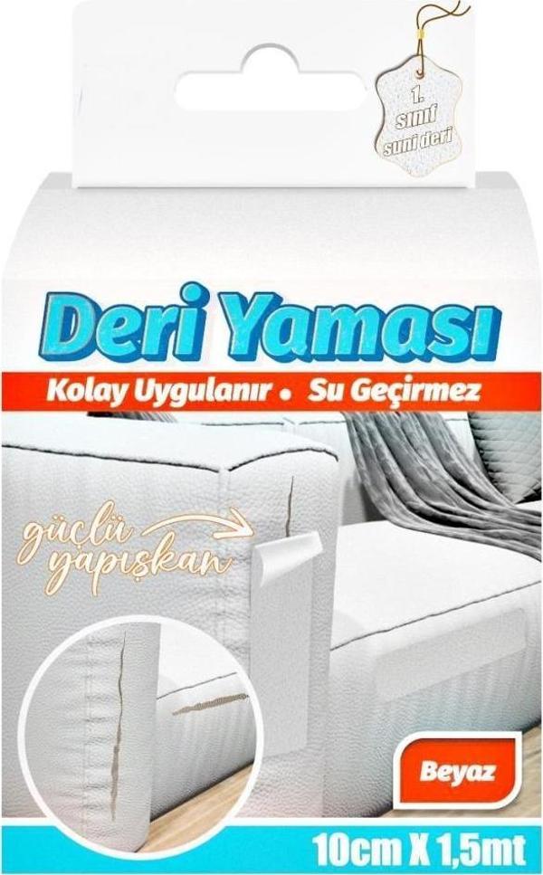 Deri Yaması Kendinden Güçlü Yapışkanlı Kolay Uygulanır Su Geçirmez 10cmX1,5 Metre-Beyaz - Image 1