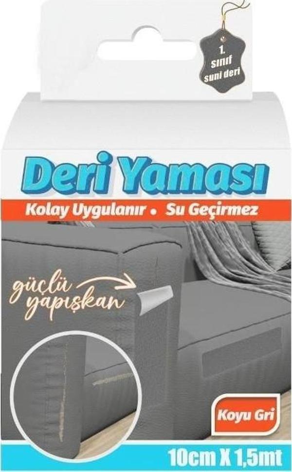 Deri Yaması Kendinden Güçlü Yapışkanlı Kolay Uygulanır Su Geçirmez 10cmX1,5 Metre-Koyu Gri - Image 1