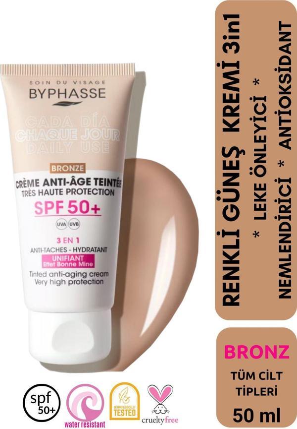 Anti-Aging Renkli Sıvı Güneş Kremi Bronz Renk- Yeni Nesil Güneş Filtreli Hibrit Formül 50ml - Image 1
