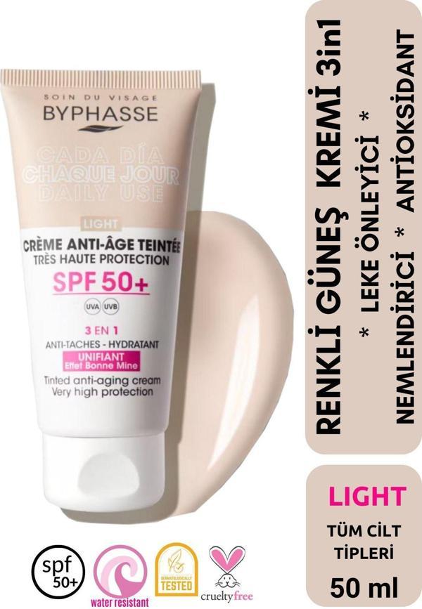 Anti-aging Renkli Sıvı Güneş Kremi Light Renk- Yeni Nesil Güneş Filtreli Hibrit Formül 50ml - Image 1