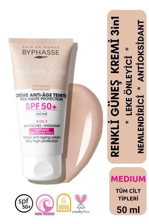 Anti-Aging Renkli Sıvı Güneş Kremi Medium Renk- Yeni Nesil Güneş Filtreli Hibrit Formül 50ml - Image 1