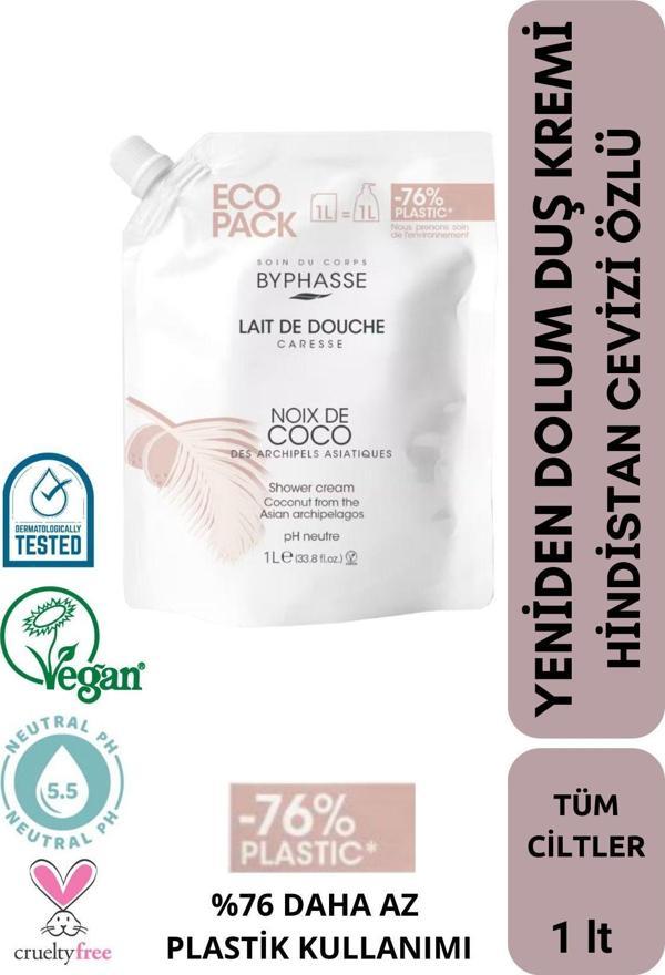 Caresse Hindistan Cevizi Özlü Kremli Duş Jeli Ekonomik Yeniden Dolum Paketi 1000ml - Image 1