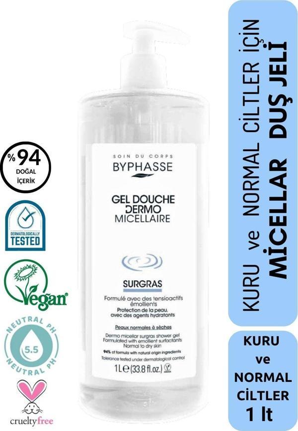Dermo Micellar Surgras Kuru ve Normal Ciltler İçin Misel Duş Jeli 1000ml - Image 1