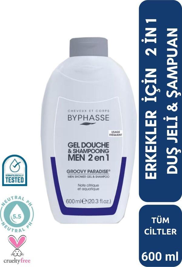 Erkekler İçin 2 İN 1 Duş Jeli & Şampuan Grovy Paradise For Men 600ml - Image 1