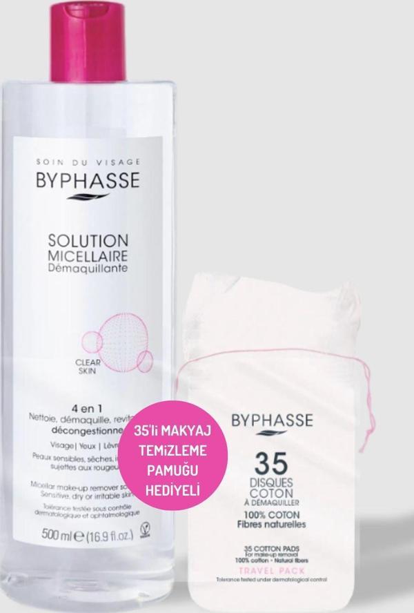 Micellar Yüz ve Makyaj Temizleyici Misel Su + 35 Adet Pamuk 500 ml - Image 1