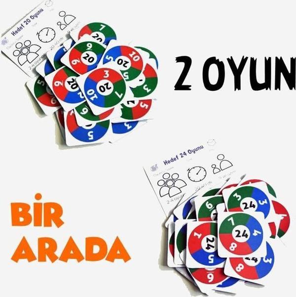 Oyunlarla Fen 2li Matematik Oyun Seti - Hedef 20 ve Hedef 24 bir arada - Eğlenceli Öğretici İşlem Oyunu - Image 1