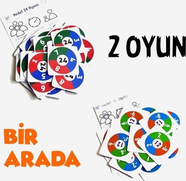 Oyunlarla Fen 2li Matematik Oyun Seti - Hedef 24 ve Hedef 12 Tamsayılar bir arada - Eğlenceli Öğretici İşlem Oyunu - Image 1