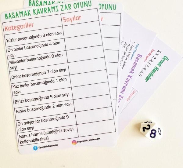 Oyunlarla Fen Basamak Kavramı Zar Oyunu - Matematik 5. sınıf İşlem Akıl Zeka Eğitici Eğlenceli Oyun - Image 1
