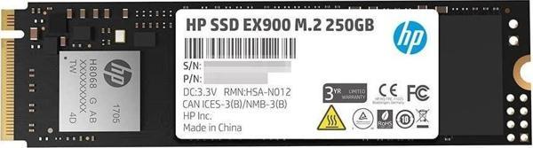 Hp 250GB EX900 M.2 PCIe 3.0 x4 NVMe 3D TLC NAND 2100Mb-Sn 2YY43AA Ssd Disk - Image 1