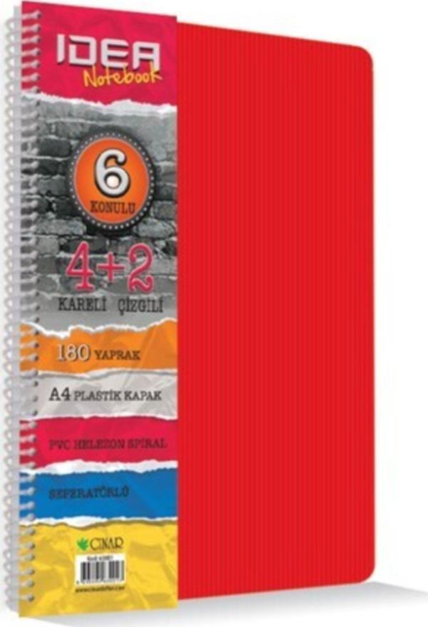 Çınar Dizayn Idea 4+2 Bölmeli Defter 4 Kareli 2 Çizgili - Image 1