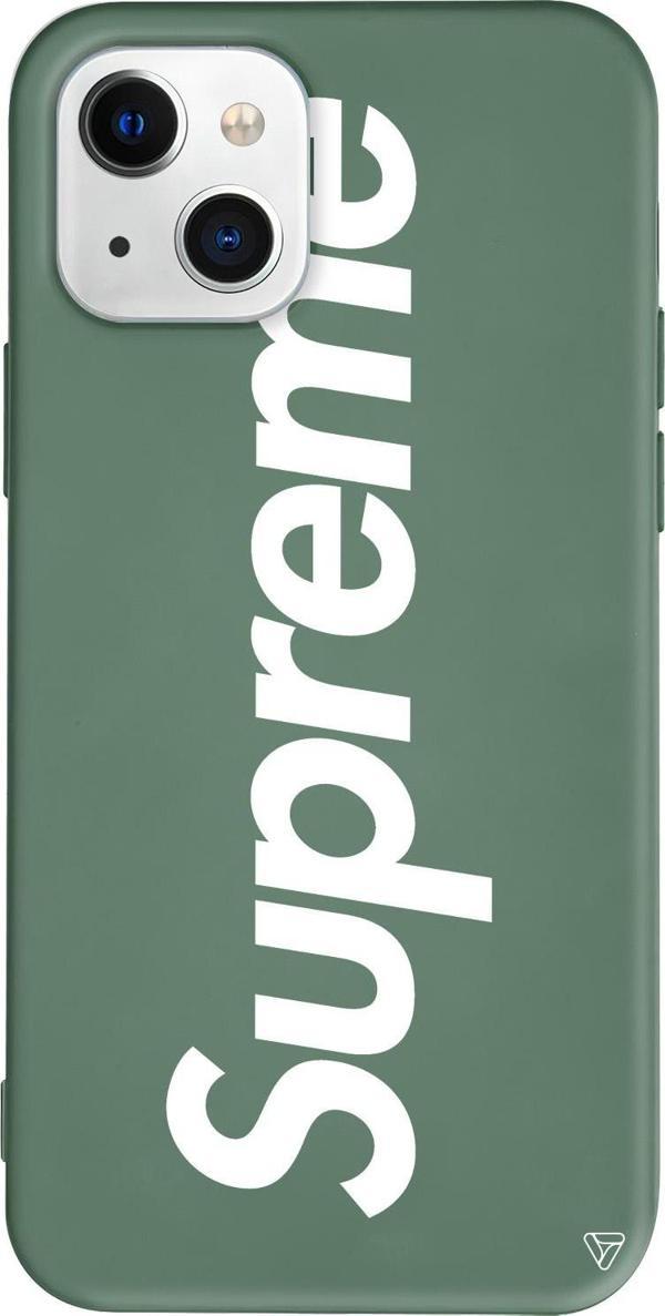 iPhone 15 Uyumlu Yeşil Renkli Silikon Supreme Mottolar Koleksiyonu Telefon Kılıfı - Image 1