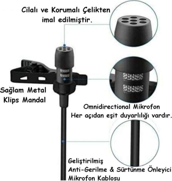 Paleon Ergonomik 1.5Metre Youtuber Tiktok Yaka Mikrafonu Kulaklık Aparatlı 3.5Mm Hd Ses Kaydı - Image 1