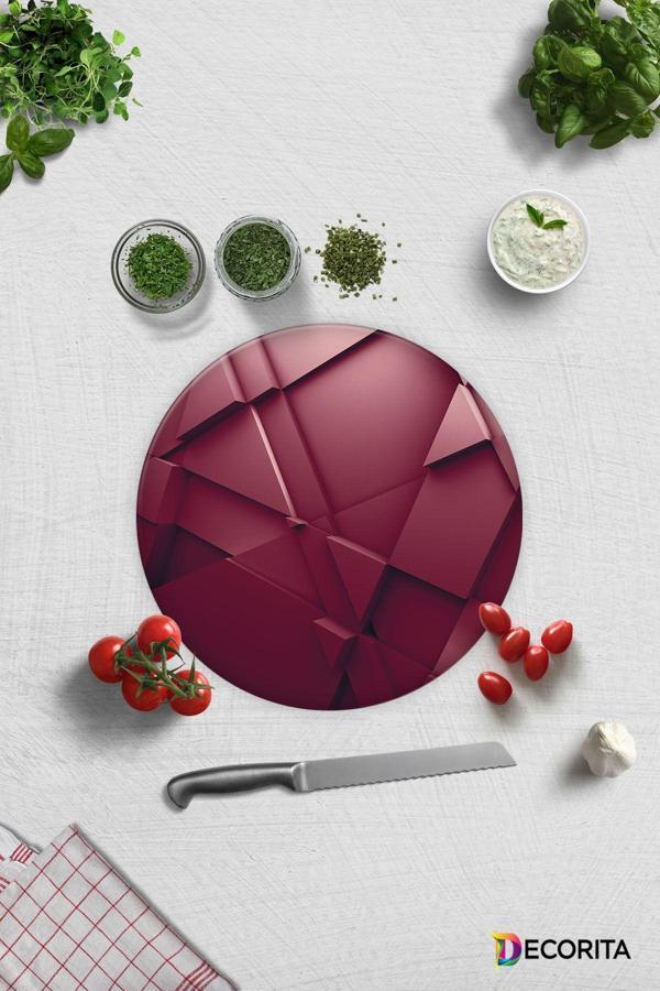 Cam Kesme Tahtası - Cam Kesme Tablası | Asil Bordo | Çap32cm - Image 1