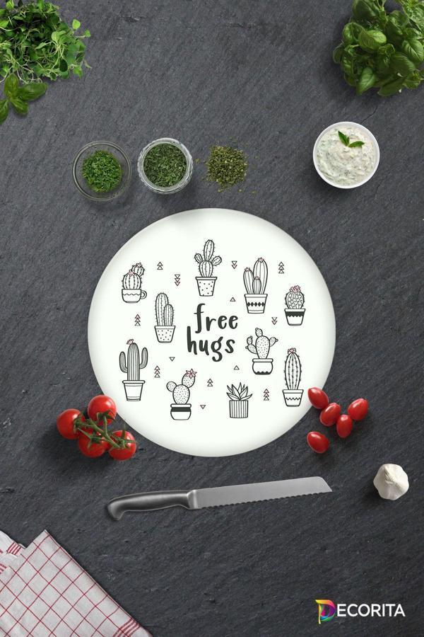 Cam Kesme Tahtası - Cam Kesme Tablası | Free Hugs | Çap32cm - Image 1