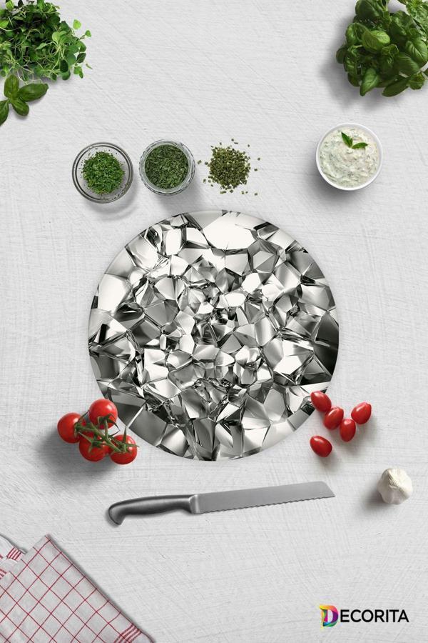 Cam Kesme Tahtası - Cam Kesme Tablası | Gümüş Kristal | Çap32cm - Image 1