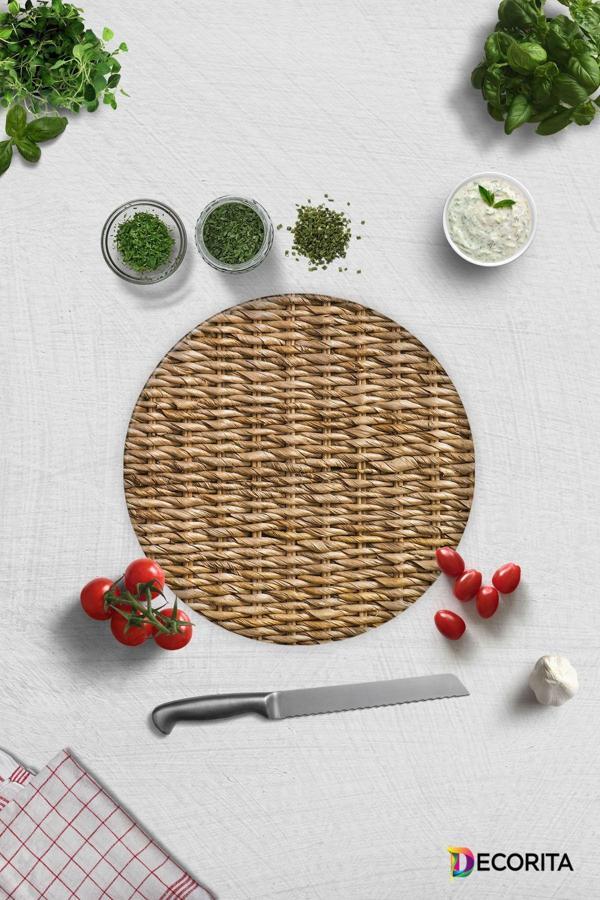 Cam Kesme Tahtası - Cam Kesme Tablası | Hasır Görünümlü | Çap32cm - Image 1