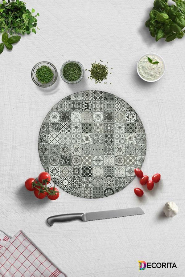 Cam Kesme Tahtası - Cam Kesme Tablası | Karakalem Çizim | Çap32cm - Image 1