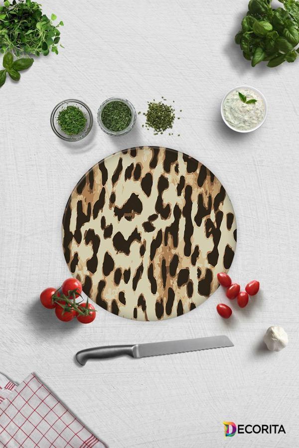 Cam Kesme Tahtası - Cam Kesme Tablası | Leopar Desen | Çap32cm - Image 1