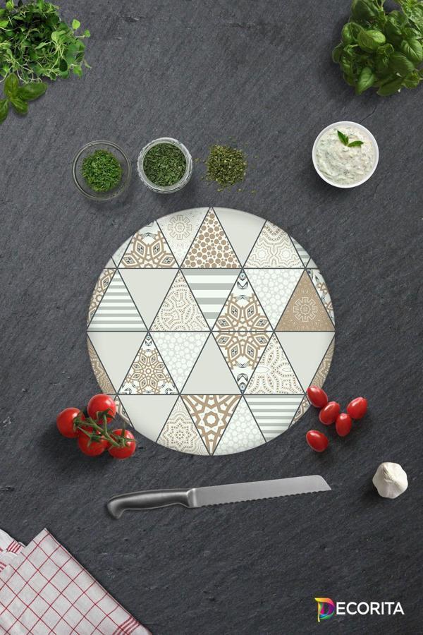 Cam Kesme Tahtası - Cam Kesme Tablası | Mandala Desenli | Çap32cm - Image 1