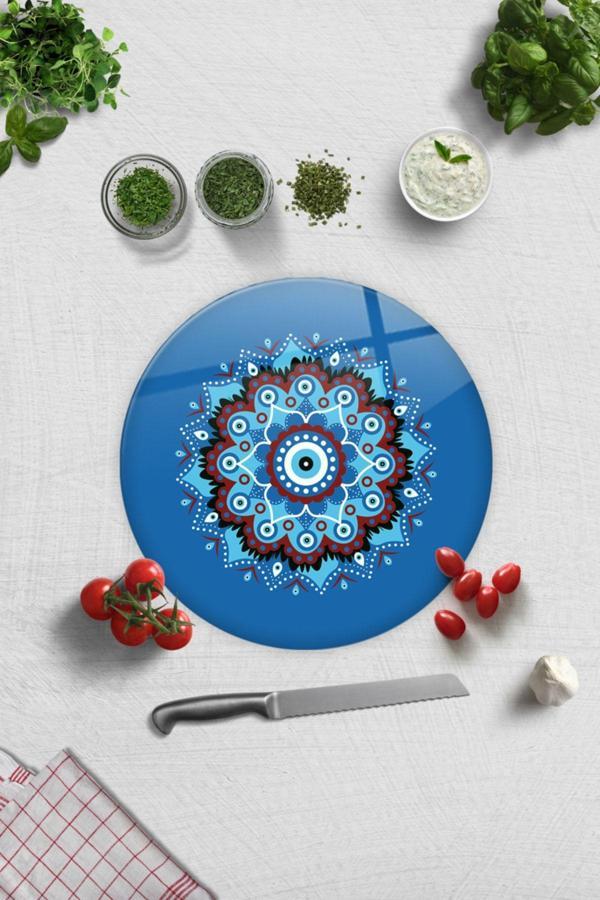 Cam Kesme Tahtası - Cam Kesme Tablası | Mandala Nazar Boncuğu | Çap32cm - Image 1