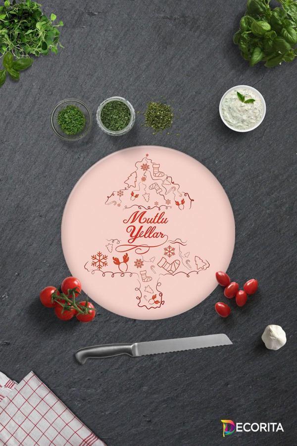 Cam Kesme Tahtası - Cam Kesme Tablası | Mutlu Yıllar | Çap32cm - Image 1