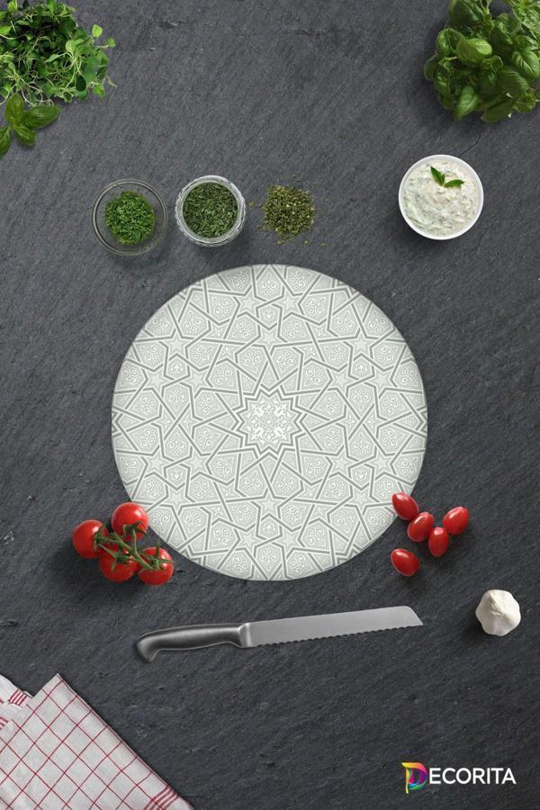 Cam Kesme Tahtası - Cam Kesme Tablası | Selçuklu Motifi Desenli | Çap32cm - Image 1