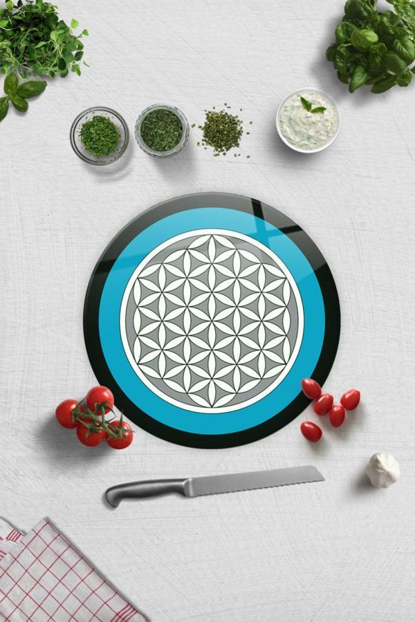 Cam Kesme Tahtası - Cam Kesme Tablası | Yaşam Çiçeği | Çap32cm - Image 1