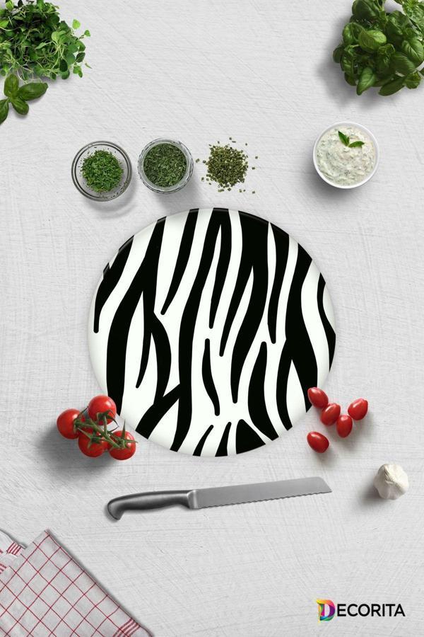 Cam Kesme Tahtası - Cam Kesme Tablası | Zebra Desen | Çap32cm - Image 1