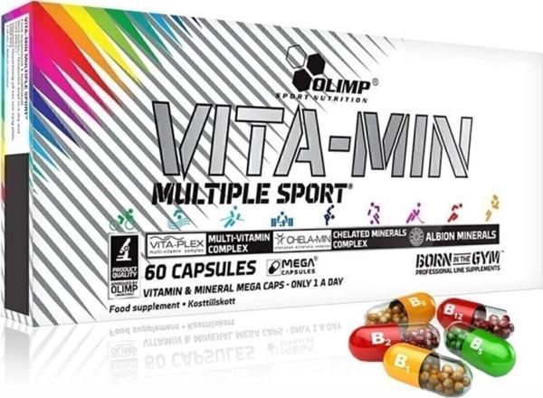 Olimp Vita-Min Multiple Sport 60 Kapsül A B1 B2 B12 B3 B5 B6 Biotin Bakır Çinko Demir Iyot Kalsiyum - Image 1