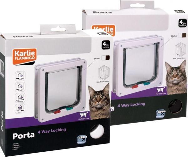 Karlıe 4yön Kilitli Kedi Kapısı 23,5x25,2cm Beyaz - Image 1