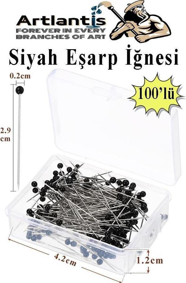 Eşarp İğnesi Siyah 100 lü 1 Paket Türban İğnesi Başörtüsü Toplu İğne Şal Düğün Nikah Nişan Kına Sünnet Takı İğnesi - Image 1