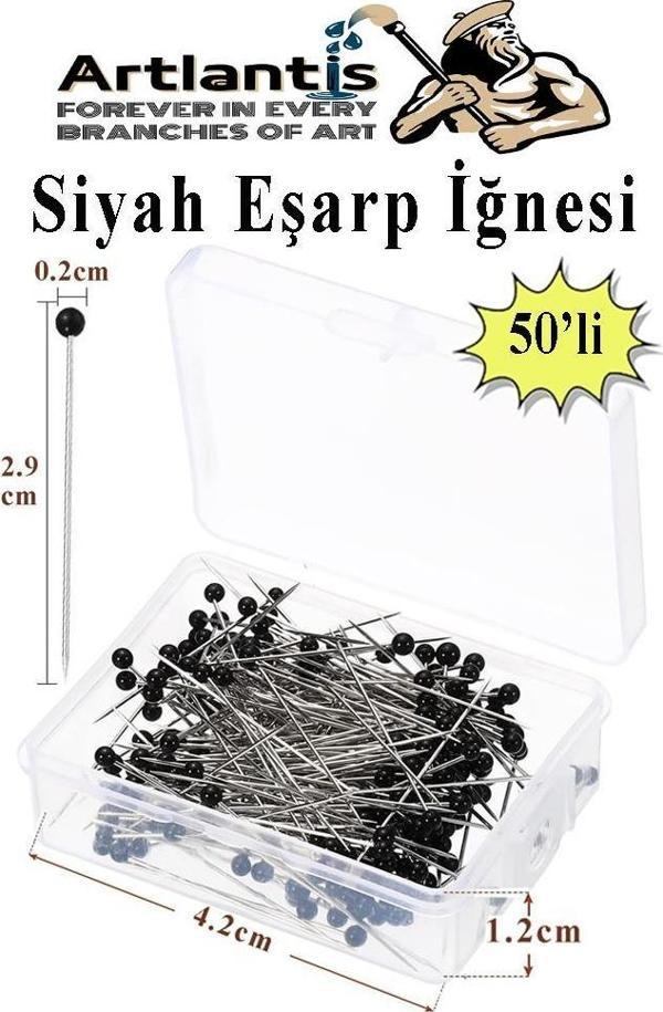 Eşarp İğnesi Siyah 50 li 1 Paket Türban İğnesi Başörtüsü Toplu İğne Şal Düğün Nikah Nişan Kına Sünnet Takı İğnesi - Image 1