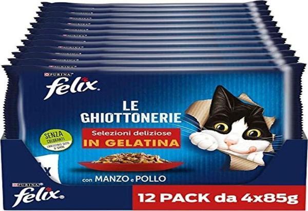Felix Multipack Sığır ve Tavuk Etli Yetişkin Yaş Kedi Maması 85 gr 4 Adet X 12 - Image 1