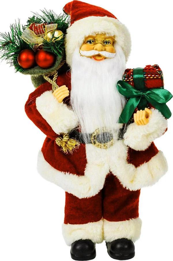 Yılbaşı Süsü Noel Baba Biblo Figür Büyük Boy 32cm -  Hediyeleri ve Çuvalı ile... - Image 1