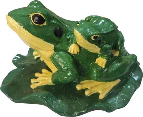 Anne Yavru Kurbağa Biblo Heykel Hediyelik Dekoratif Ürün Vitrin Masa Süsü Ev Hediyesi Siyah 21cm - Image 1