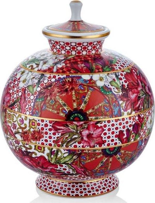 Lilyum Desen Porselen Tombul Küp Vazo Large 5,5l 26cm - Image 1