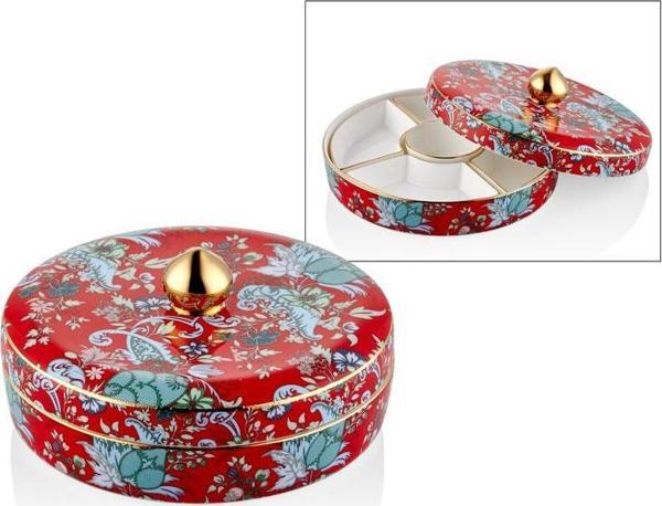 Scarlet 7 Parça Porselen Kahvaltı Seti, Çerezlik ve Sunumluk 20 Cm - Image 1